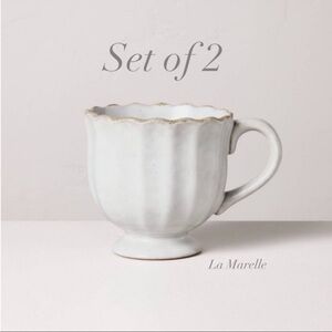 Set 2 | 12oz Scalloped Edge Ceramic Mug with Foot - Hearth & Hand™ with Magnolia